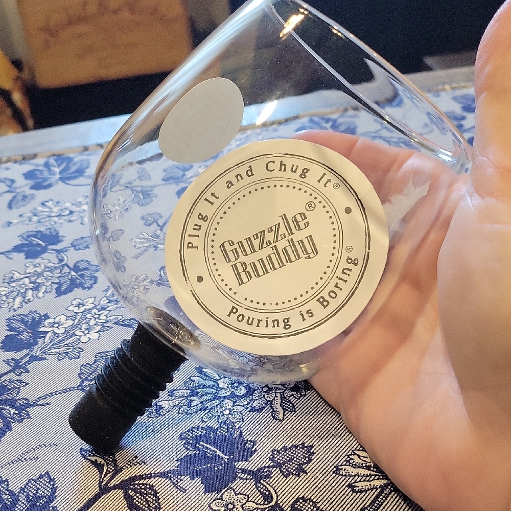 Guzzle Buddy Wine Glass Attachment, Tough Borisilicate Glass W Rubber Atatchment